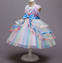 Load image into Gallery viewer, &quot;Arna&quot; Royal Gown Collection - Flower Dresses For Girls Elegant Rainbow Tutu Ball Gown 4-10 Year
