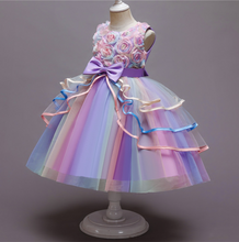 Load image into Gallery viewer, &quot;Arna&quot; Royal Gown Collection - Flower Dresses For Girls Elegant Rainbow Tutu Ball Gown 4-10 Year
