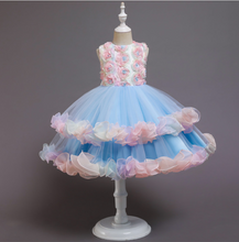 Load image into Gallery viewer, &quot;Arna&quot; Royal Gown Collection - Flower Dresses For Girls Elegant Rainbow Tutu Ball Gown 4-10 Year
