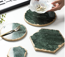 Load image into Gallery viewer, &quot;Arna Lisa&quot; 3 Piece Plate Set - Natural Marble Plates Creativity Gold Inlay Display Trays
