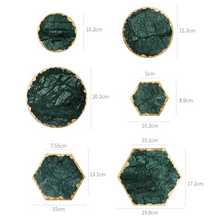 Load image into Gallery viewer, &quot;Arna Lisa&quot; 3 Piece Plate Set - Natural Marble Plates Creativity Gold Inlay Display Trays
