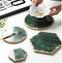 Load image into Gallery viewer, &quot;Arna Lisa&quot; 3 Piece Plate Set - Natural Marble Plates Creativity Gold Inlay Display Trays

