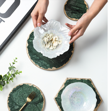 Load image into Gallery viewer, &quot;Arna Lisa&quot; 3 Piece Plate Set - Natural Marble Plates Creativity Gold Inlay Display Trays
