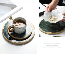 Load image into Gallery viewer, &quot;Arna Lisa&quot; 3 Piece Plate Set - Natural Marble Plates Creativity Gold Inlay Display Trays
