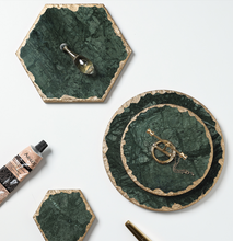 Load image into Gallery viewer, &quot;Arna Lisa&quot; 3 Piece Plate Set - Natural Marble Plates Creativity Gold Inlay Display Trays

