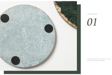 Load image into Gallery viewer, &quot;Arna Lisa&quot; 3 Piece Plate Set - Natural Marble Plates Creativity Gold Inlay Display Trays
