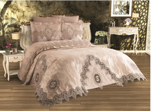 Load image into Gallery viewer, &quot;Arna Lisa&quot; Royal Bedding Set - 7 Piece French Lace Embriodery
