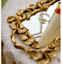 Load image into Gallery viewer, &quot;Arna Collection&quot; Gold Tray&#39;s - Nordic Ginkgo Leaf Mirror Display Tray
