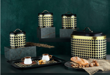 Load image into Gallery viewer, &quot;Arna Lisa&quot; Royal Collection - Luxury Black and Gold - Bread Bin - Tray - Tea - Coffee - Sugar
