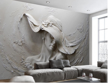 Load image into Gallery viewer, &quot;Arna&quot; Collections - DIY - Custom Photo Wallpaper Mural Golden Sculpture Wall Background Wall 3D Wall Papers Home Decor
