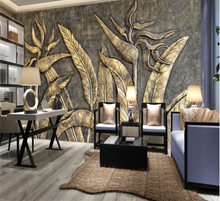 Load image into Gallery viewer, &quot;Arna&quot; Collections - DIY - Custom Photo Wallpaper Mural Golden Sculpture Wall Background Wall 3D
