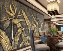 Load image into Gallery viewer, &quot;Arna&quot; Collections - DIY - Custom Photo Wallpaper Mural Golden Sculpture Wall Background Wall 3D
