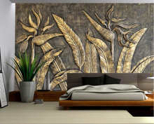 Load image into Gallery viewer, &quot;Arna&quot; Collections - DIY - Custom Photo Wallpaper Mural Golden Sculpture Wall Background Wall 3D
