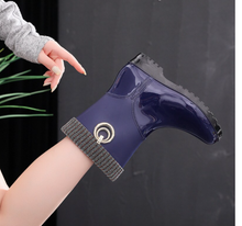 Load image into Gallery viewer, Luxury Lady New Women PVC Fur Warm Rain Boots - Low Heel Jelly Rubber Boots Candy Colours
