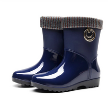 Load image into Gallery viewer, Luxury Lady New Women PVC Fur Warm Rain Boots - Low Heel Jelly Rubber Boots Candy Colours
