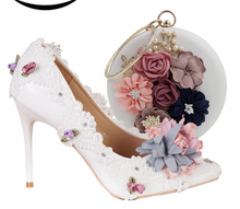 Load image into Gallery viewer, Limited Edition - Luxury Lace Shoe Set - Many colours &amp; Sizes (Shoe + Clutch) Wedding
