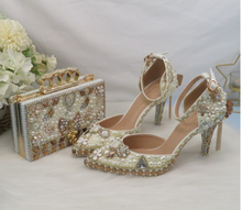 Load image into Gallery viewer, Limited Edition - Luxury Lace Shoe Set - Many colours &amp; Sizes (Shoe + Clutch) Wedding
