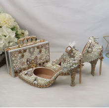 Load image into Gallery viewer, Limited Edition - Luxury Lace Shoe Set - Many colours &amp; Sizes (Shoe + Clutch) Wedding
