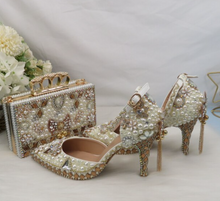 Load image into Gallery viewer, Limited Edition - Luxury Lace Shoe Set - Many colours &amp; Sizes (Shoe + Clutch) Wedding
