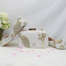 Load image into Gallery viewer, Limited Edition - Luxury Lace Shoe Set - Flat &amp; Heels - Many colours &amp; Sizes (Shoe + Clutch) Wedding
