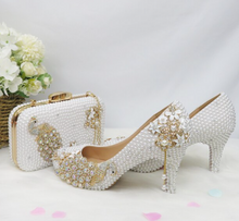 Load image into Gallery viewer, Limited Edition - Luxury Lace Shoe Set - Flat &amp; Heels - Many colours &amp; Sizes (Shoe + Clutch) Wedding
