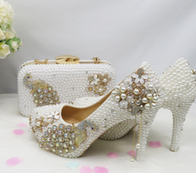 Load image into Gallery viewer, Limited Edition - Luxury Lace Shoe Set - Flat &amp; Heels - Many colours &amp; Sizes (Shoe + Clutch) Wedding
