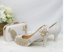 Load image into Gallery viewer, Limited Edition - Luxury Lace Shoe Set - Flat &amp; Heels - Many colours &amp; Sizes (Shoe + Clutch) Wedding

