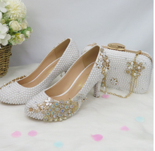 Load image into Gallery viewer, Limited Edition - Luxury Lace Shoe Set - Flat &amp; Heels - Many colours &amp; Sizes (Shoe + Clutch) Wedding
