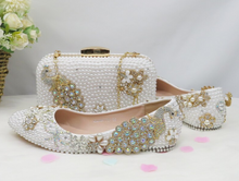 Load image into Gallery viewer, Limited Edition - Luxury Lace Shoe Set - Flat &amp; Heels - Many colours &amp; Sizes (Shoe + Clutch) Wedding

