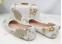 Load image into Gallery viewer, Limited Edition - Luxury Lace Shoe Set - Flat &amp; Heels - Many colours &amp; Sizes (Shoe + Clutch) Wedding
