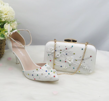 Load image into Gallery viewer, Limited Edition - Luxury Lace Shoe Set - Many Colours &amp; Sizes (Shoe + Clutch) Wedding
