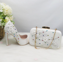 Load image into Gallery viewer, Limited Edition - Luxury Lace Shoe Set - Many Colours &amp; Sizes (Shoe + Clutch) Wedding
