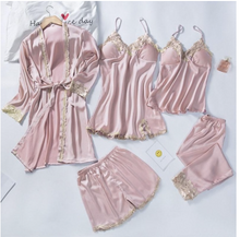 Load image into Gallery viewer, &quot;Arna&quot; Collection - Quality Lace 5 Piece Satin Sleepwear
