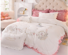 Load image into Gallery viewer, &quot;Arna Lisa Royal Collection&quot; - New Luxury White 100% Cotton Floral Embroidery Bedding Set
