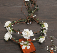 Load image into Gallery viewer, Arna&#39;s Hair Accessories - Exquisite Flower Crown Leaves Rattan Floral Garland Headband for Bride Wedding Photography Accessories
