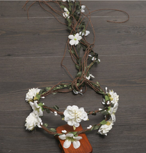 Load image into Gallery viewer, Arna&#39;s Hair Accessories - Exquisite Flower Crown Leaves Rattan Floral Garland Headband for Bride Wedding Photography Accessories
