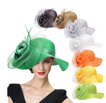 Load image into Gallery viewer, &quot;Arna Collection&quot; Luxury Hats - Unique Satin &amp; Horse Hair with Feathers
