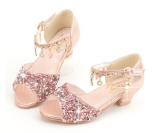 Load image into Gallery viewer, Arna&#39;s Shoe Collection - Children&#39;s Crystal Shoes Rhinestone Pendants Open Toes
