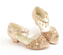 Load image into Gallery viewer, Arna&#39;s Shoe Collection - Children&#39;s Crystal Shoes Rhinestone Pendants Open Toes
