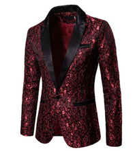 Load image into Gallery viewer, Mens Luxury Gold Jacquard Blazer Patchwork Jacket - Many Colours &amp; Sizes
