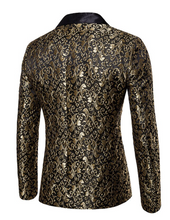 Load image into Gallery viewer, Mens Luxury Gold Jacquard Blazer Patchwork Jacket - Many Colours &amp; Sizes
