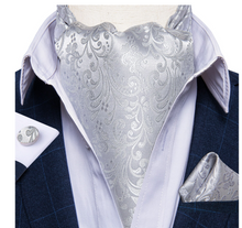 Load image into Gallery viewer, Luxury Mens Silk Tie Handkerchief Cufflinks &amp; Neck Tie Ring - Many Colours &amp; Sizes
