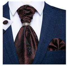Load image into Gallery viewer, Luxury Mens Silk Tie Handkerchief Cufflinks &amp; Neck Tie Ring - Many Colours &amp; Sizes
