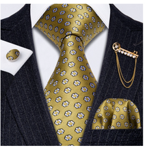 Load image into Gallery viewer, Mens Designer Silk Tie Handkerchief Set Gift Business - Many Colours &amp; Sizes

