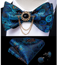 Load image into Gallery viewer, Designer Business Silk Bow Tie Brooch Pin Set - Many Colours

