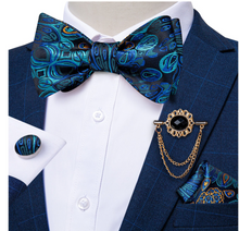 Load image into Gallery viewer, Designer Business Silk Bow Tie Brooch Pin Set - Many Colours
