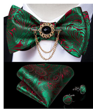 Load image into Gallery viewer, Designer Business Silk Bow Tie Brooch Pin Set - Many Colours
