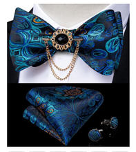 Load image into Gallery viewer, Designer Business Silk Bow Tie Brooch Pin Set - Many Colours
