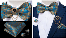 Load image into Gallery viewer, Designer Business Silk Bow Tie Brooch Pin Set - Many Colours
