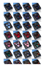 Load image into Gallery viewer, Luxury Mens Silk Bow Tie &amp; Clips Lapel Pin Cufflinks Set - Gift Boxed - Many Colours
